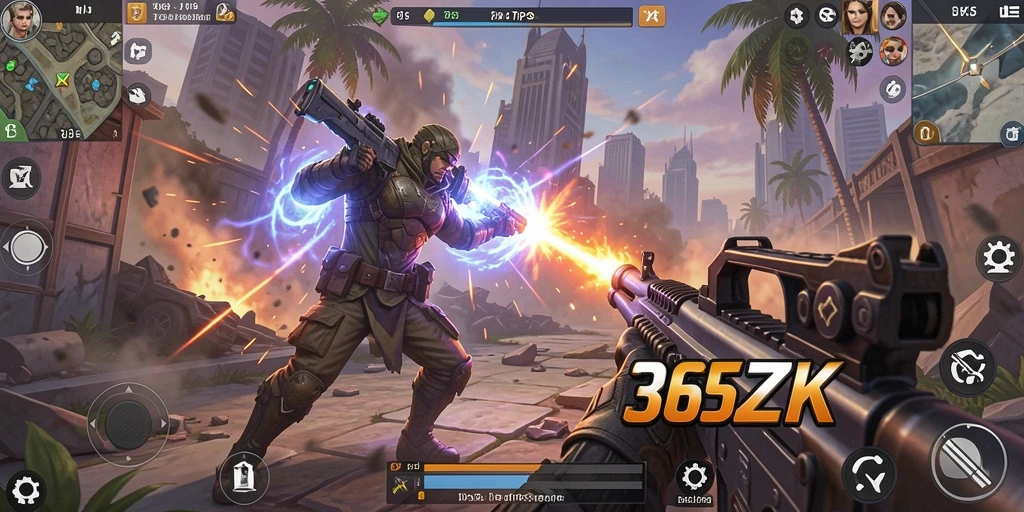 Gameplay seru di 365ZK dengan pertempuran TPS yang intens.