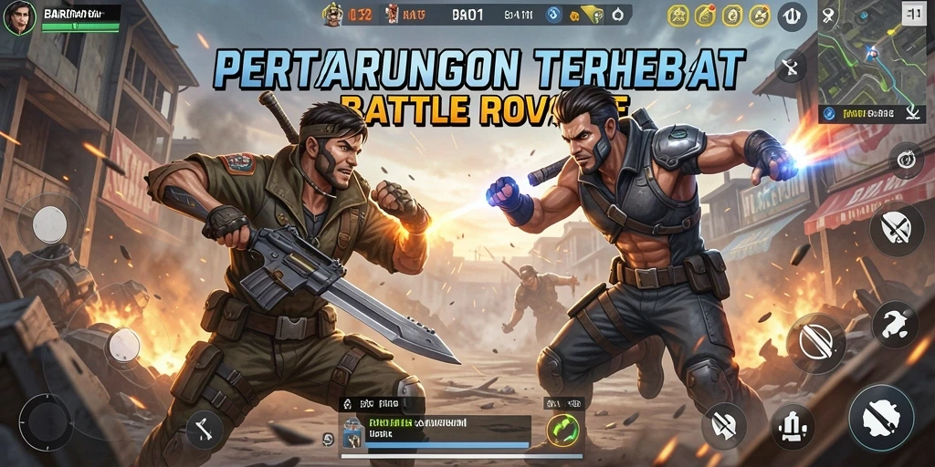 Tangkapan layar gameplay mendebarkan dari BARU01 Battle Royale.