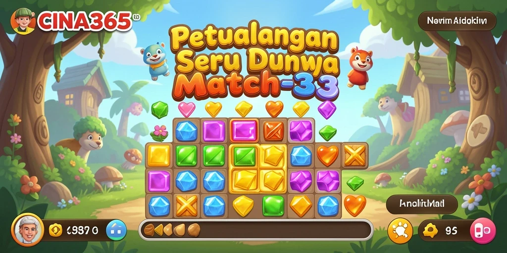 Tampilan gameplay seru dari CINA365 dengan tantangan mencocokkan tiga.