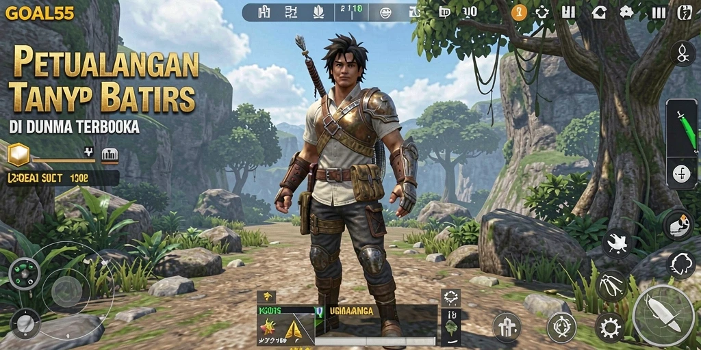 Tampilan gameplay GOAL55 yang menawan di dunia terbuka.
