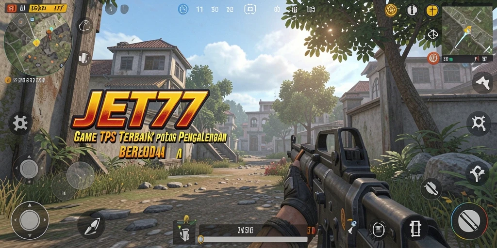 Tampilan gameplay JET77 yang menegangkan dengan aksi tembak-menembak sengit.