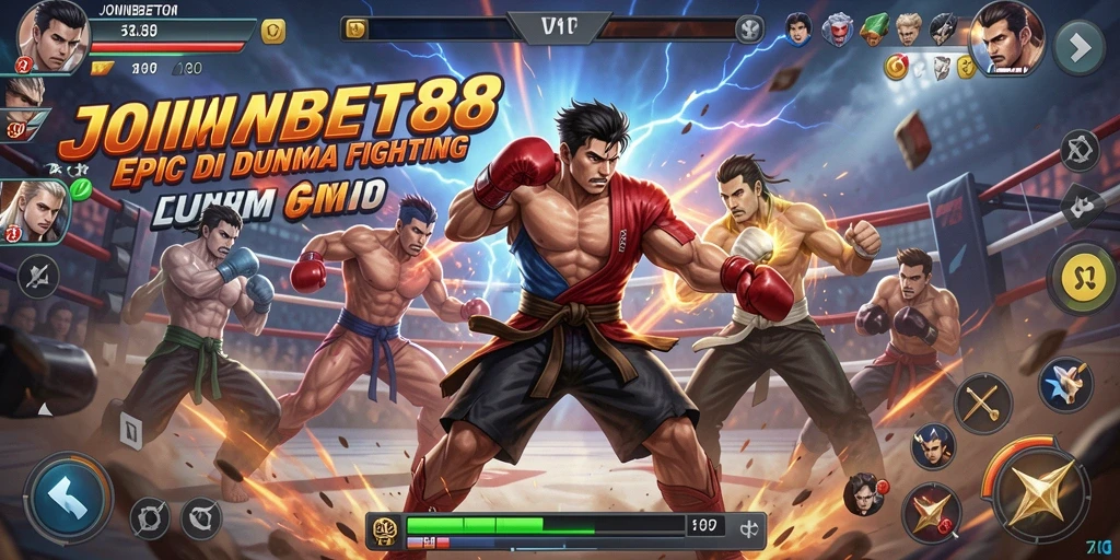 Tampilan layar pertarungan seru dalam JOINBET88 dengan karakter beraksi.