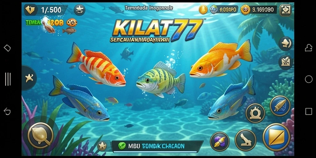 Screenshot gameplay menampilkan aksi menembak ikan di KILAT77.