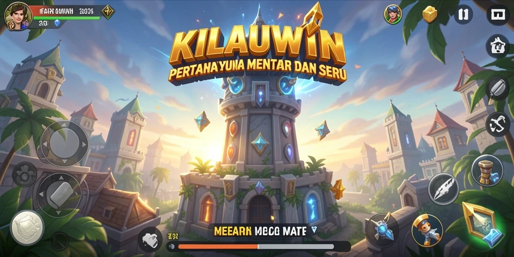 Tampilan gameplay <strong>KILAUWIN</strong> yang seru dengan menara dan musuh menarik.