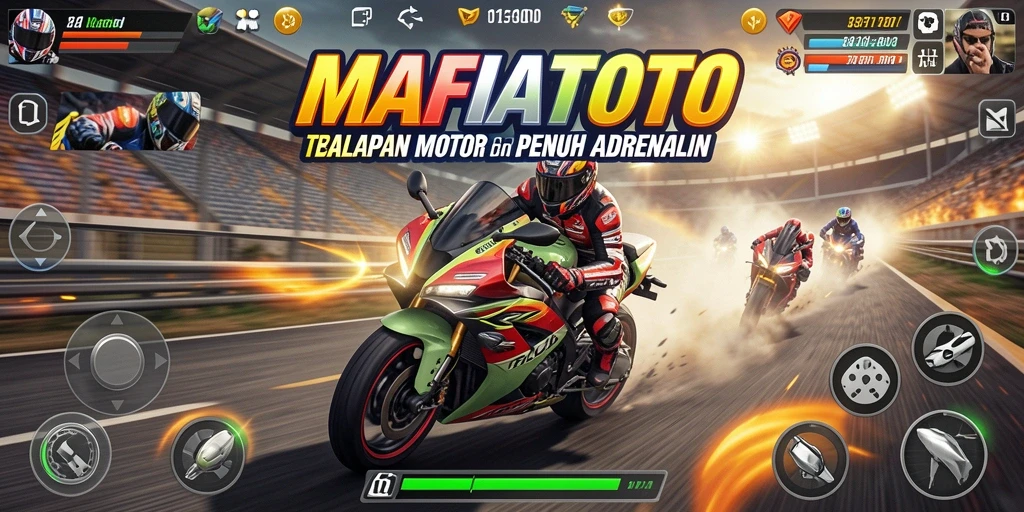 Tampilan screenshot MAFIATOTO yang menunjukkan aksi balapan motor yang seru.