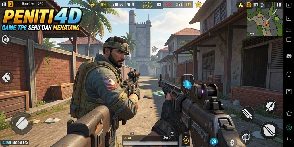 Screenshot PENITI4D menampilkan aksi tembak-menembak yang intens dalam gameplay TPS.