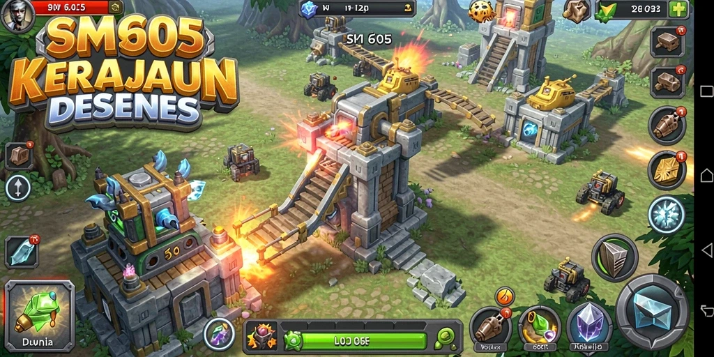 Gameplay seru dengan berbagai menara di SM605, Tower Defense yang menantang.