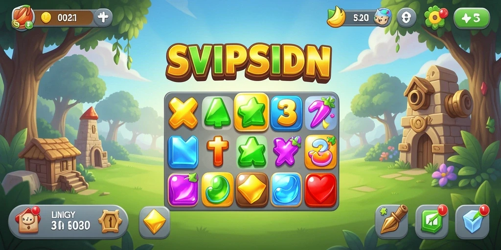 Menampilkan gameplay seru dari SVIPSIDN dengan kombinasi permata warna-warni.