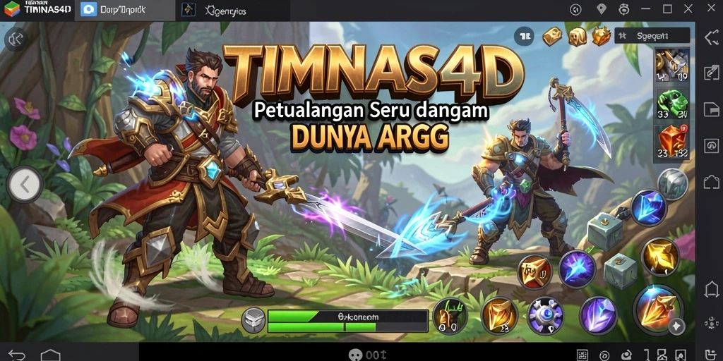 Screenshot gameplay TIMNAS4D menampilkan pertarungan seru dalam dunia fantasi.
