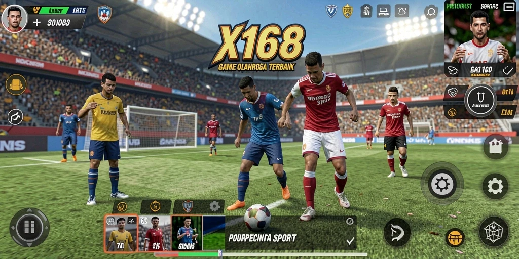 Tampilan gameplay X168 yang menunjukkan aksi olahraga mendebarkan.