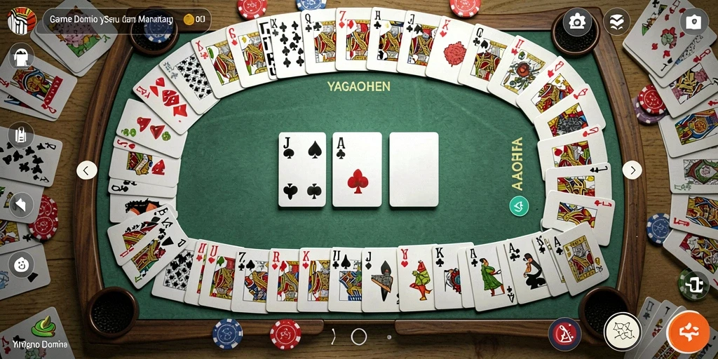 Tampilan gameplay YAGAOHEN yang menarik dengan meja permainan Domino.
