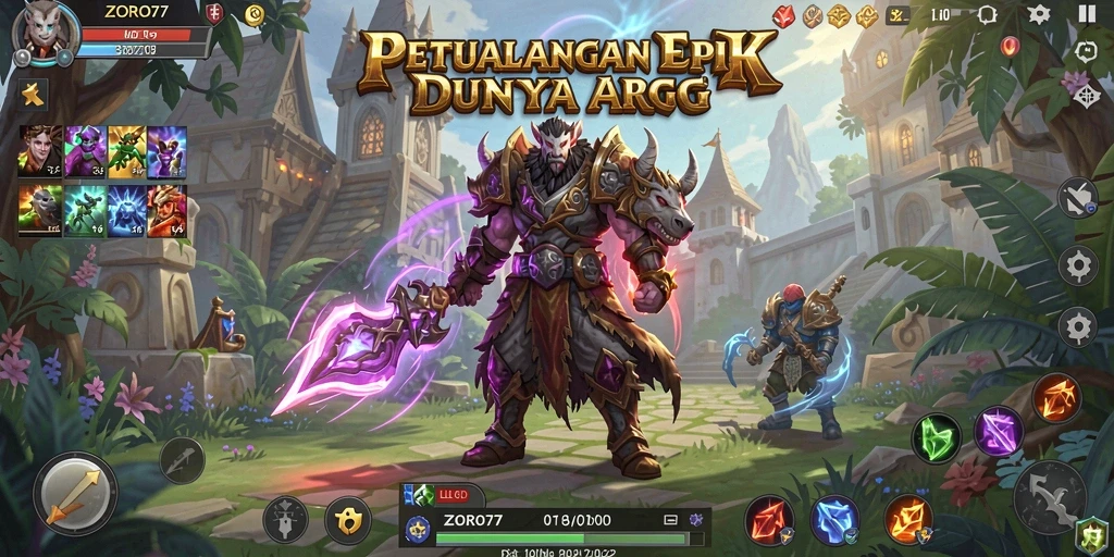 Tampilan gameplay seru dan dinamis di ZORO77.